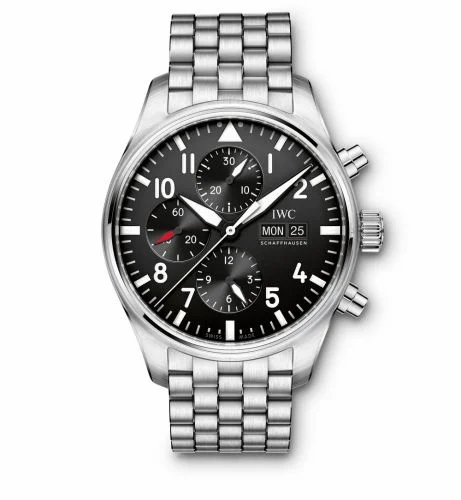 IWC Pilot's Watch Chronograph Stainless Steel / Black / Bracelet IW3777-10 (3777-10, IW377710)